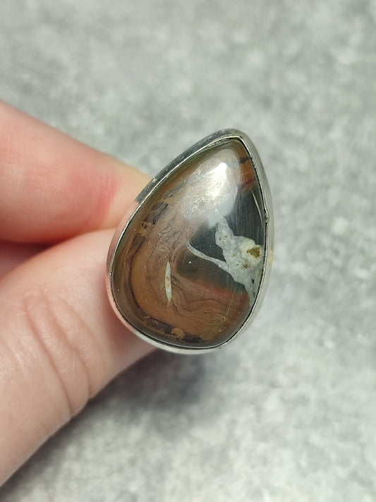 Anillo baño de plata con septaria n°5