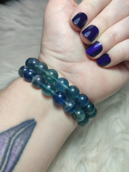 Pulsera elástica esferas de flúorita 10 mm