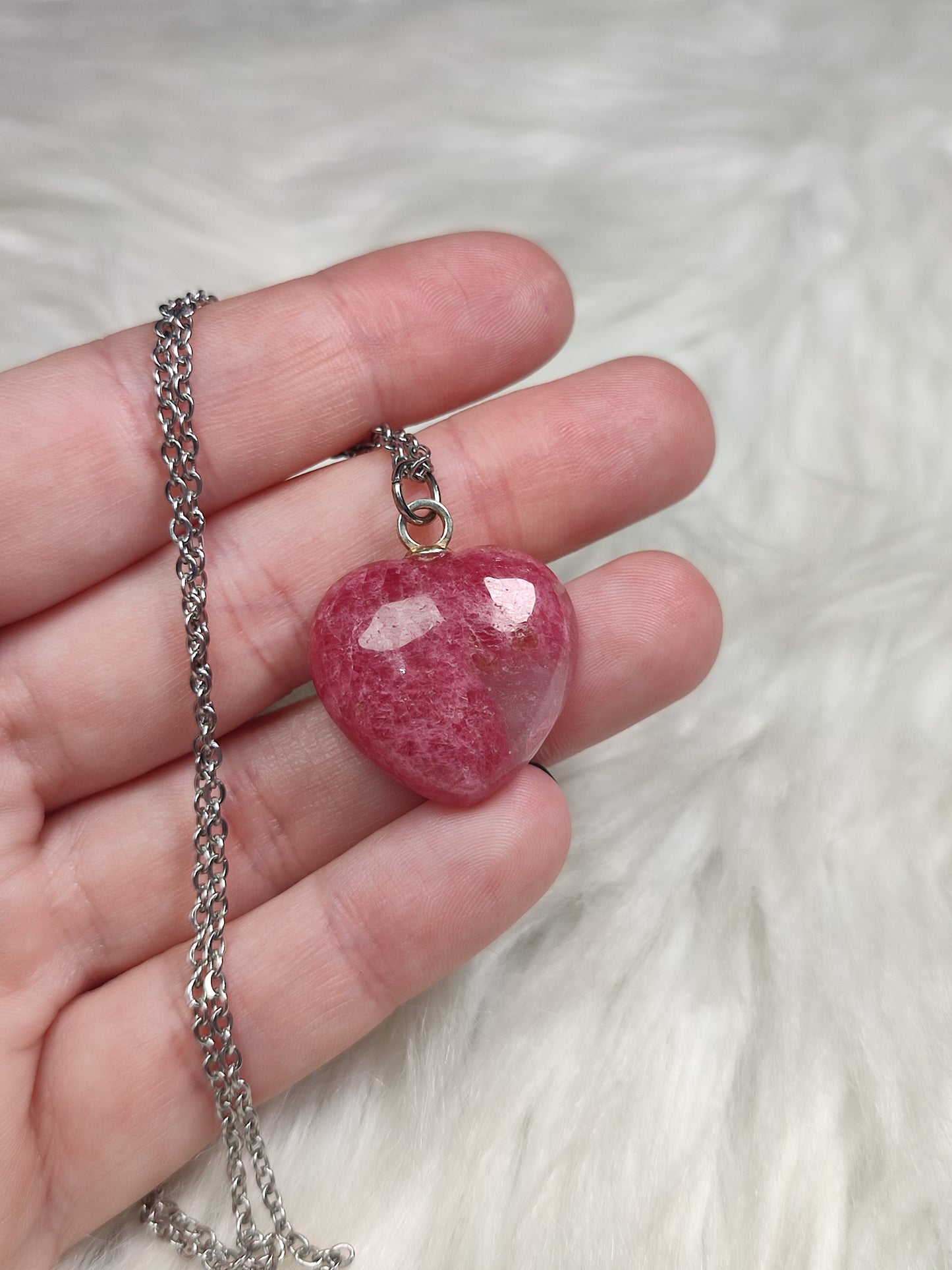 Colgante plata 925 con corazón rodonita n° 34 - alta calidad
