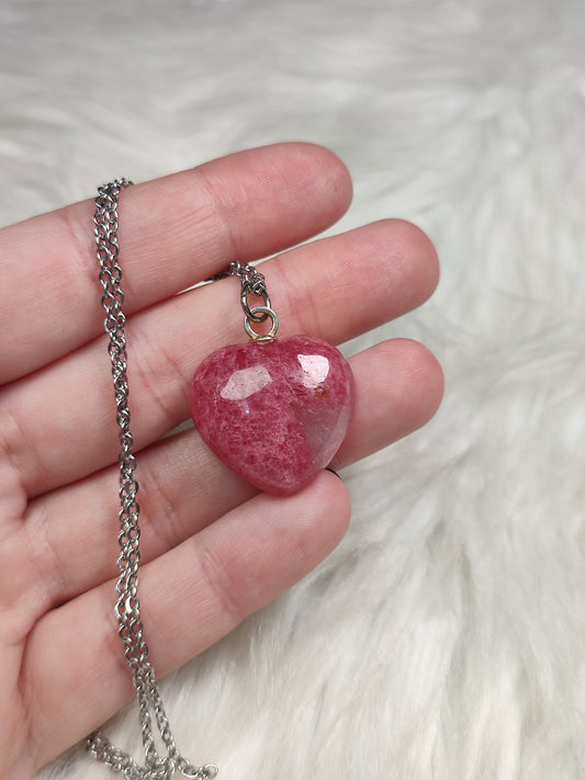 Colgante plata 925 con corazón rodonita n° 34 - alta calidad