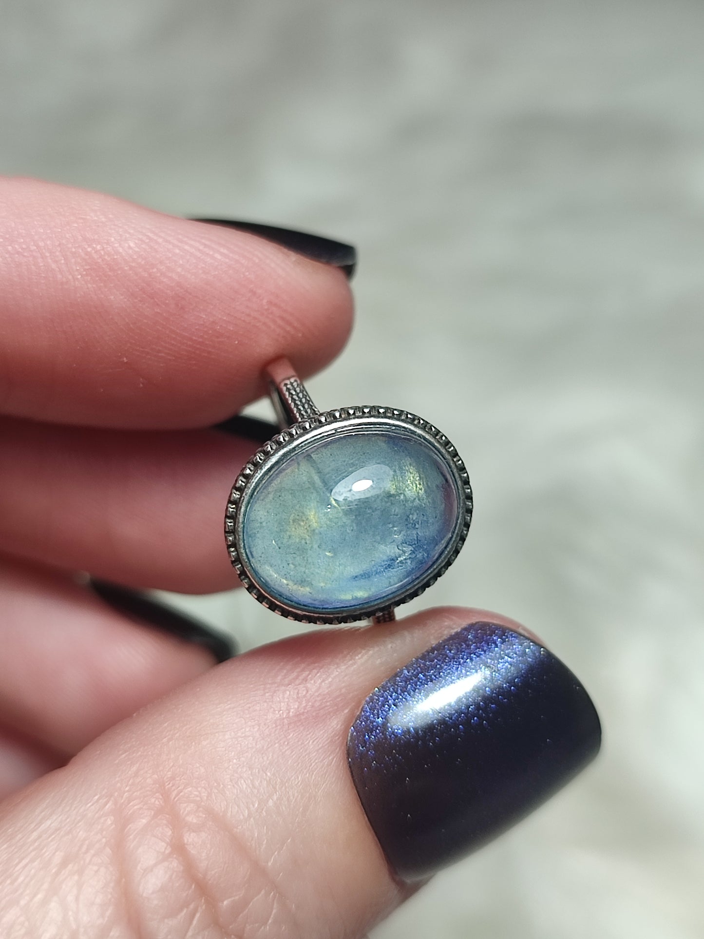 Anillo plata 925 con aguamarina alta calidad - ajustable n° 34