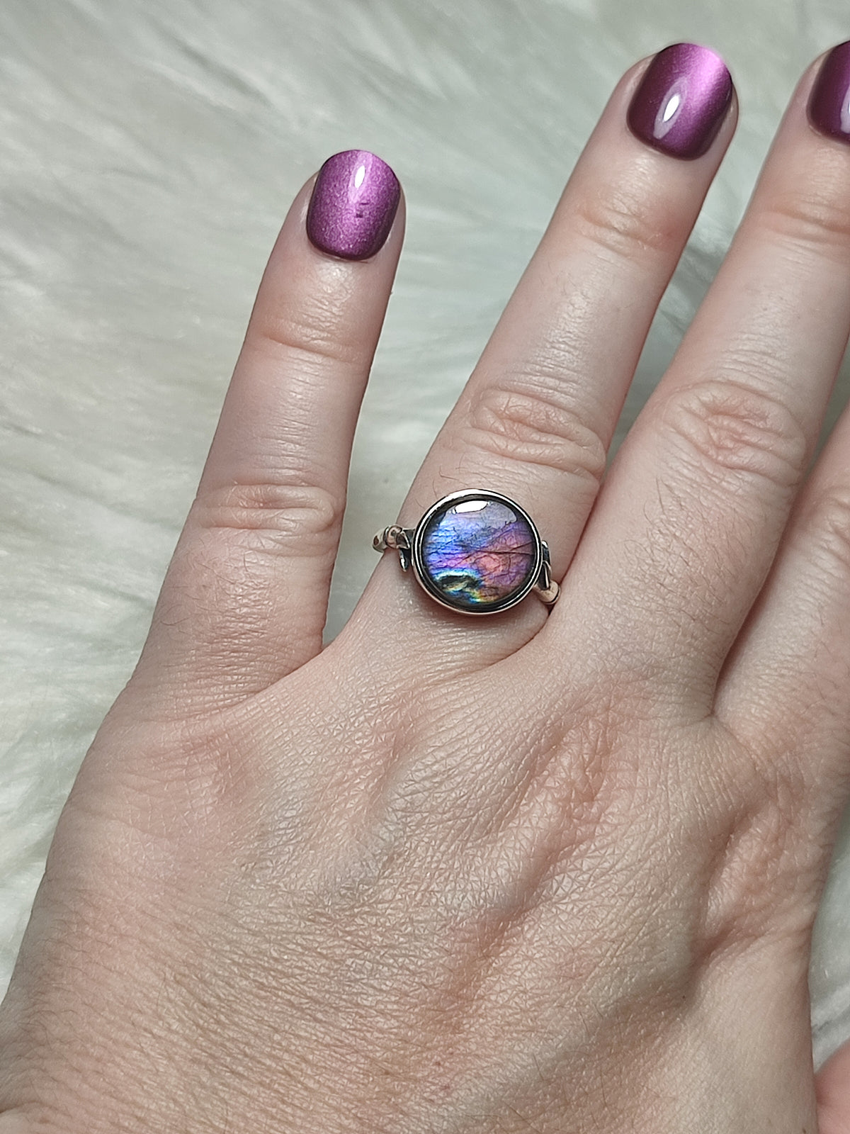 Anillo plata 925 con labradorita Espectrolita - ajustable número 2