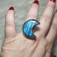 Anillo luna baño de plata con labradorita - Ajustable 502