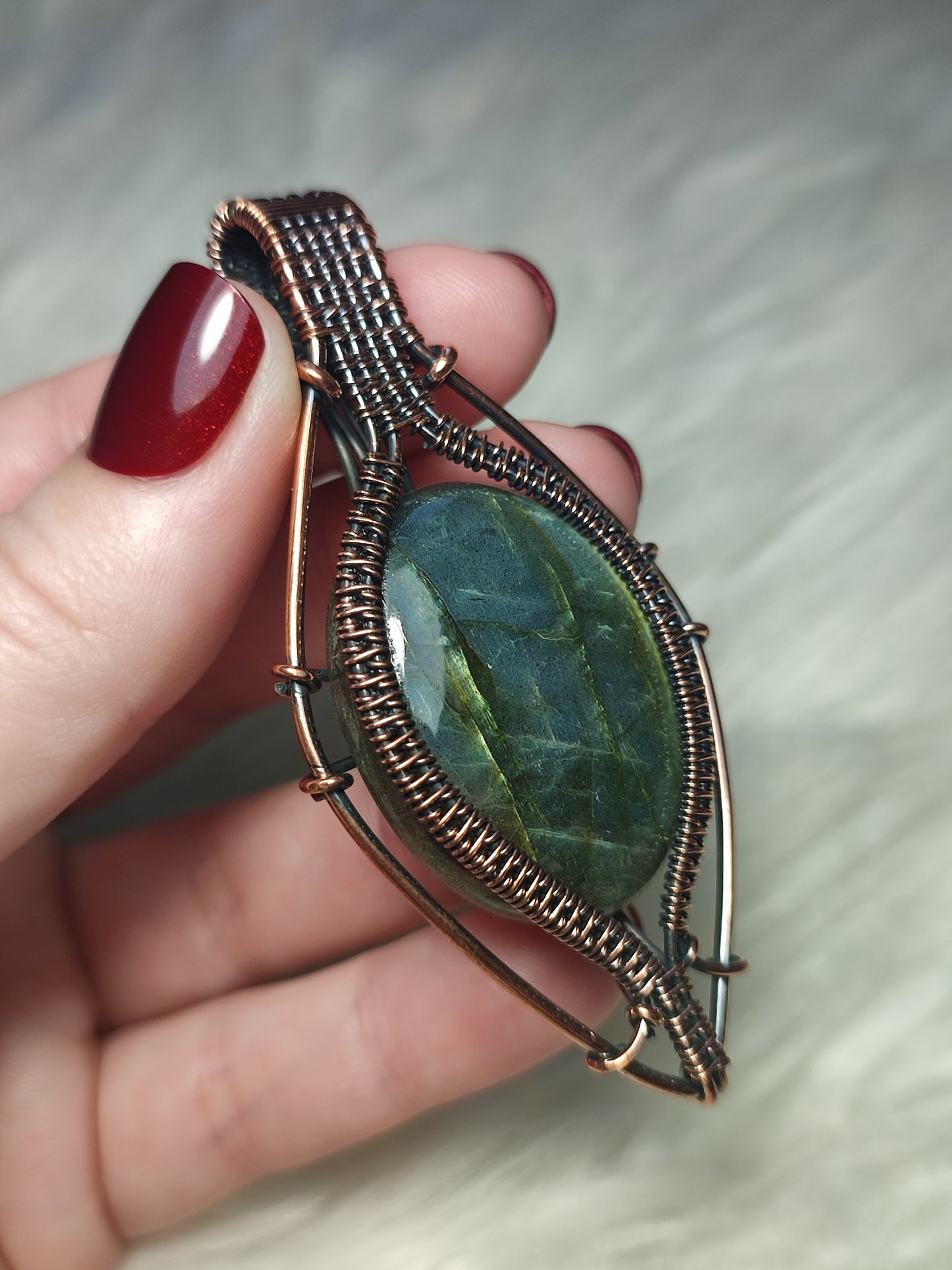 Colgante filigrana cobre con labradorita flash 60