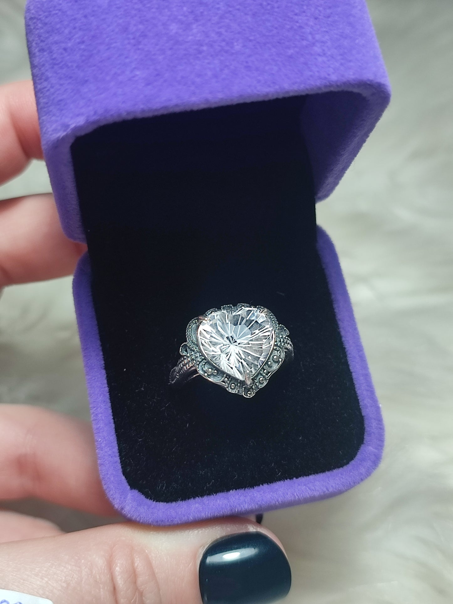 Anillo plata 925 con cuarzo facetado talla diamante