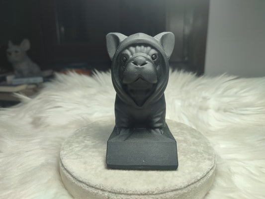 Bulldog francés tallado en obsdiana + 400 gramos