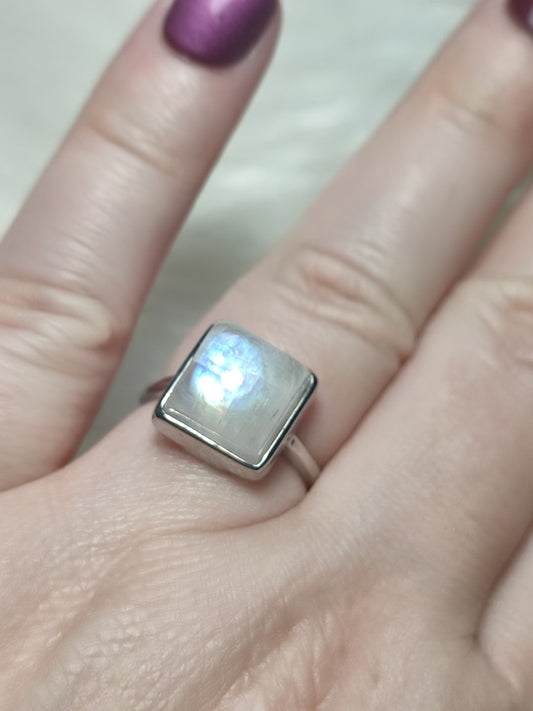 Anillo plata 925 con piedra luna - ajustable número 22
