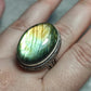 Anillo baño de plata con labradorita n°1