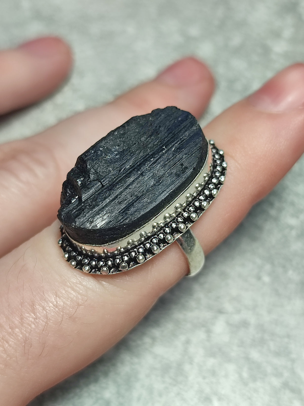 Anillo baño de plata con turmalina n°6