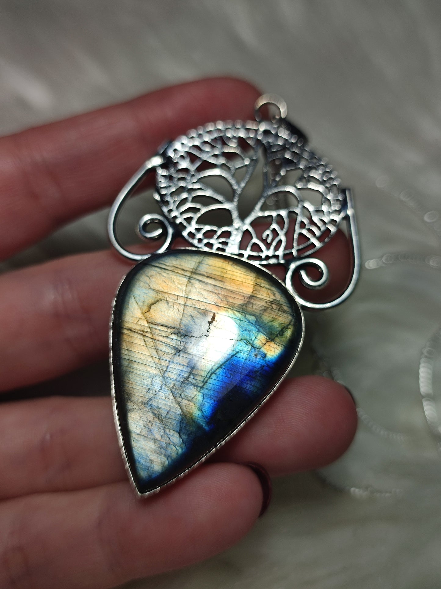 Collar baño plata con labradorita n°26