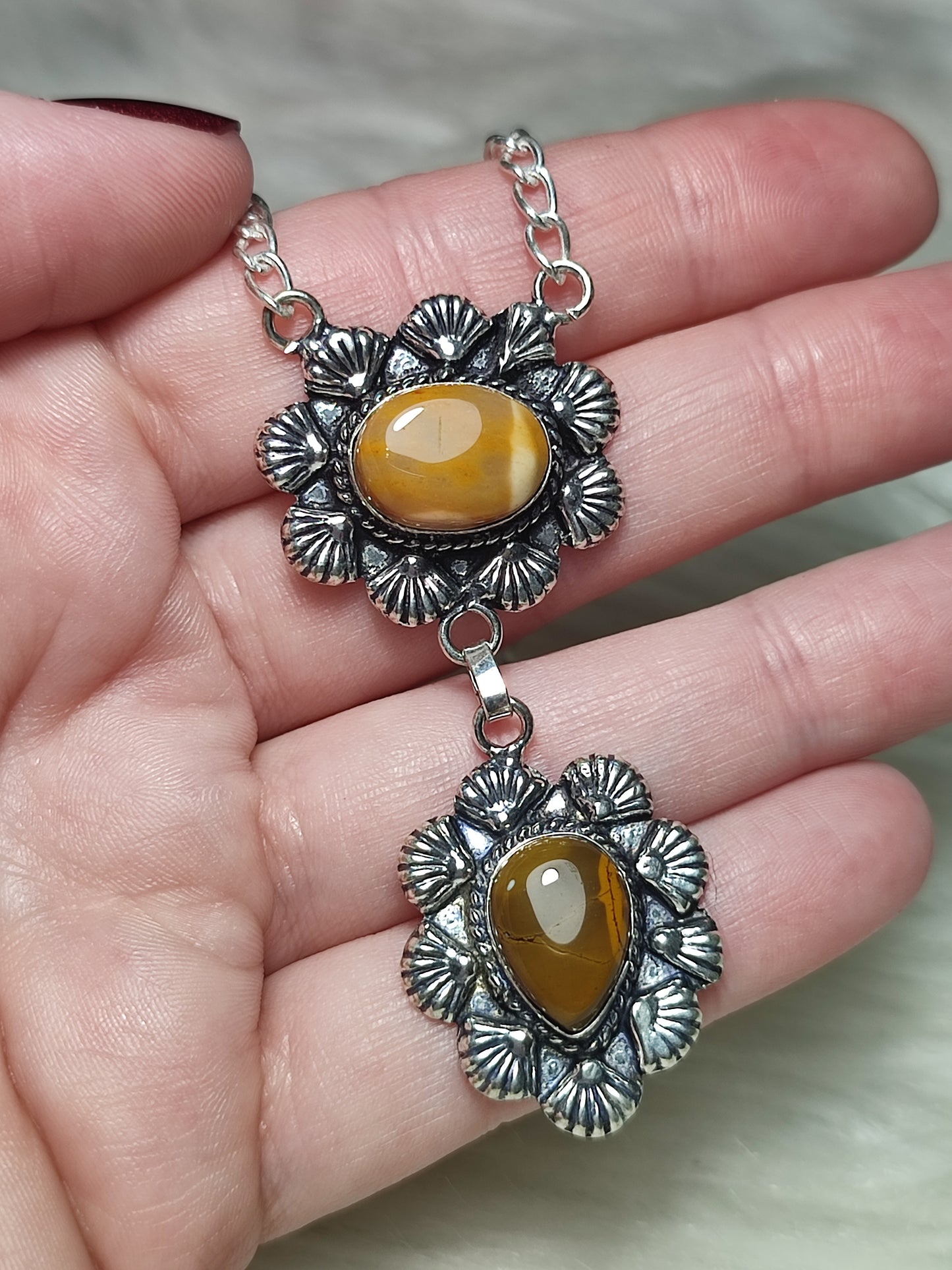 Collar baño plata con mokaita n°107