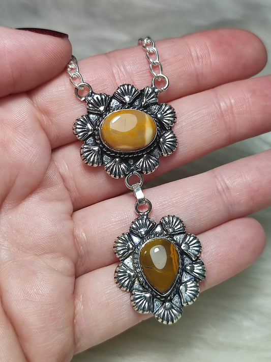 Collar baño plata con mokaita n°107