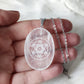 Collar  acero con selenita tallada - Cubo metatron