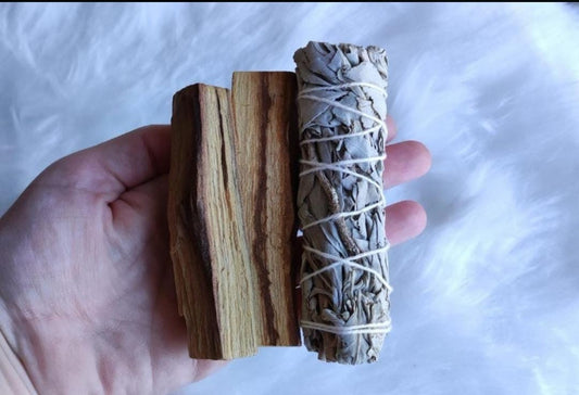 Kit Limpieza Salvia y Palo Santo - Minerales, hogar, meditación...