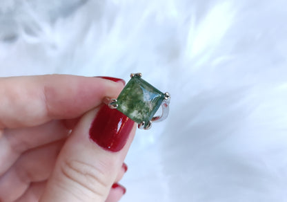 Anillo bisuteria y ágata musgo - Diferentes medidas